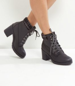 black-check-top-lace-up-ankle-boots