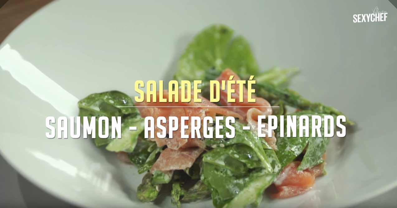 Salade d’été saumon, asperges et épinards