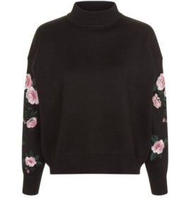 black-floral-embroidered-sleeve-sweater-