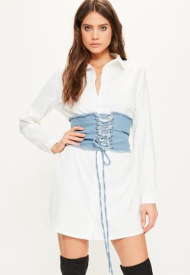 robe-chemise-blanche-dtail-corset-en-denim